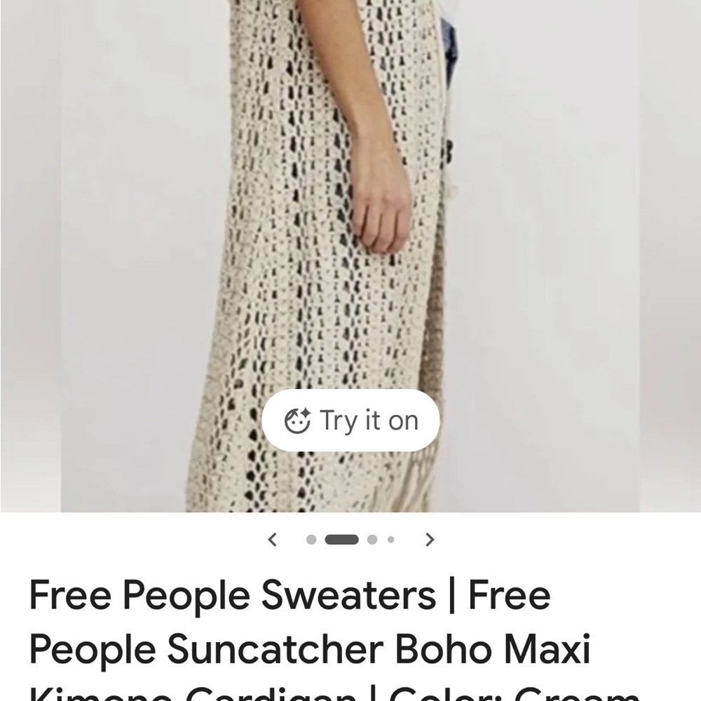 Free People Ivory Crochet Duster - Picture 10 of 11